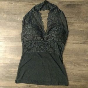 🌟🌟Zenana Outfitters Gray Lace Halter Top